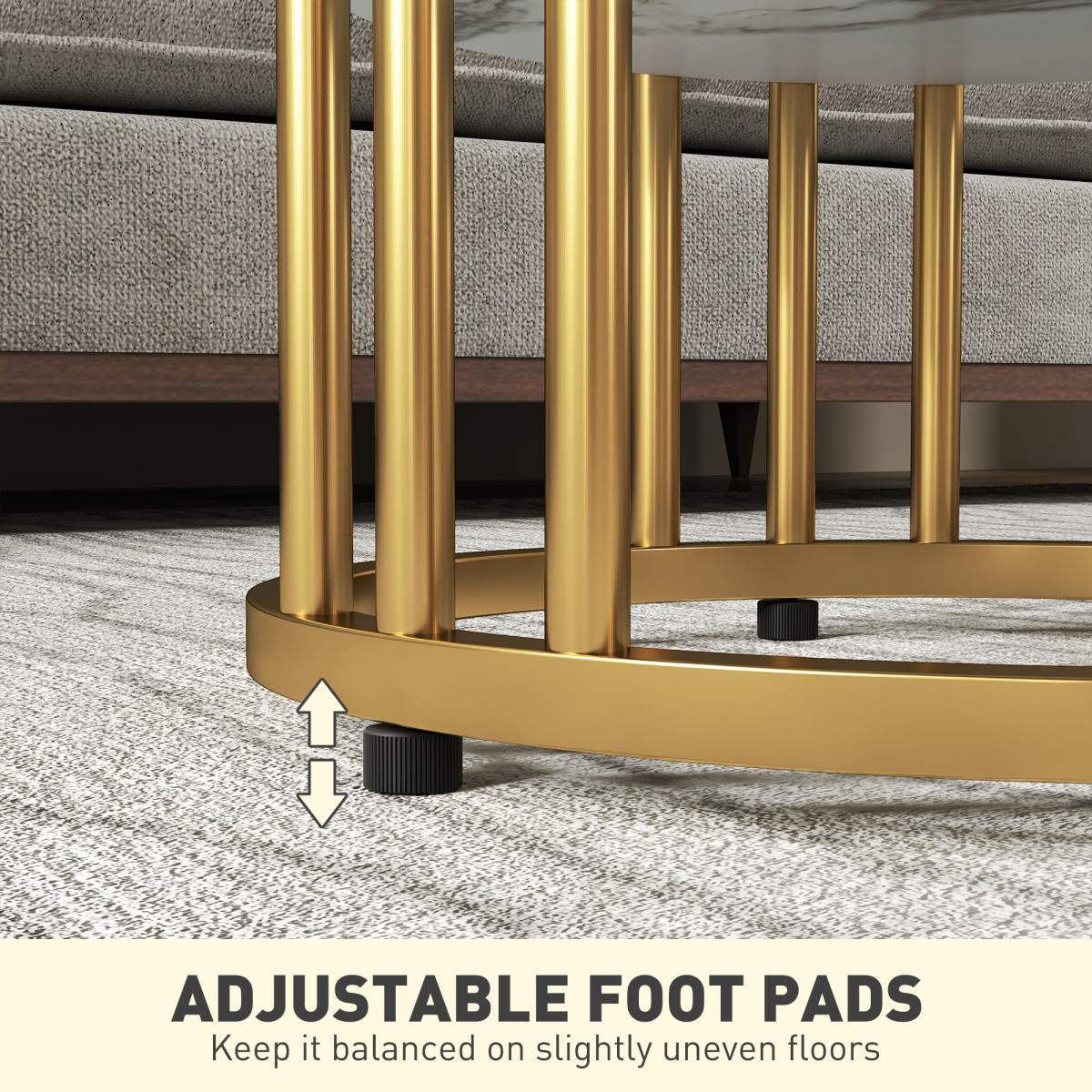 Elegant Marble-Effect Tables Set with Gold Tone Legs for Home & Office