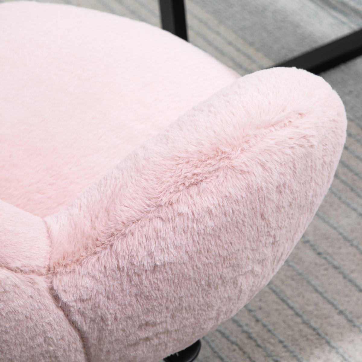 Fluffy Leisure Chair Office Chair with Backrest and Armrest for Bedroom Pink