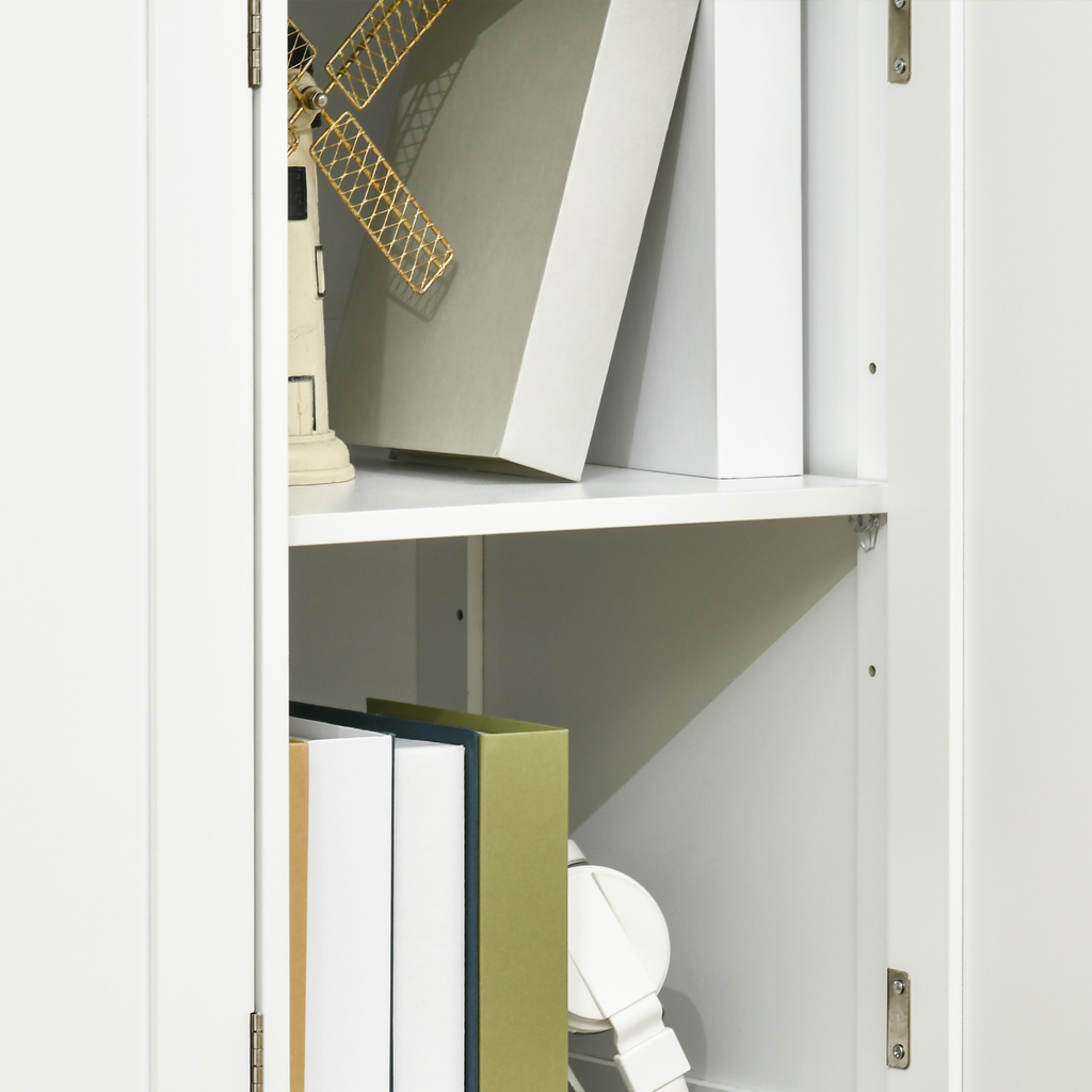 Sideboard with Rubberwood Top, Buffet Drawers and Adjustable Shelves White