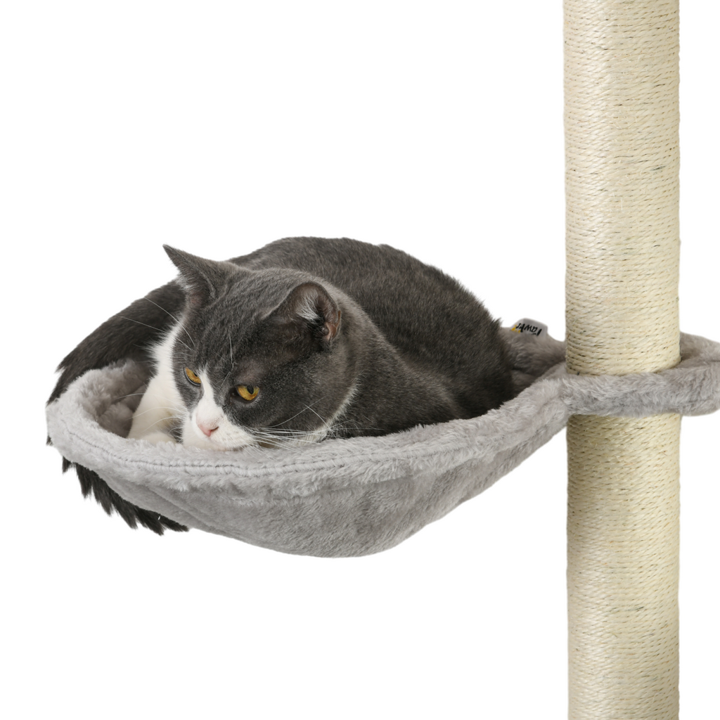 PawHut 4PCs Cat Wall Furniture with Hammock, Ladder, Platforms, Steps, Grey