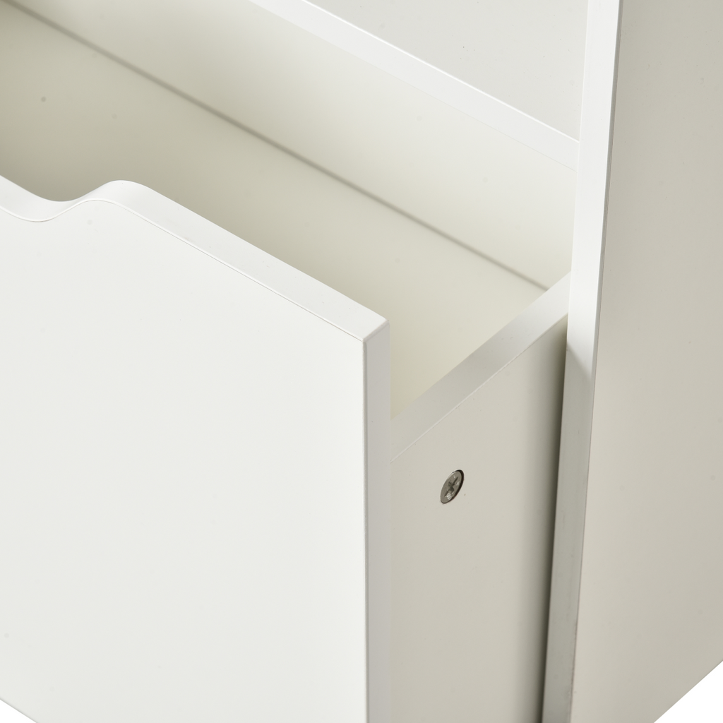 Children's Bookcase, Toy Organiser w/ Wheels, for Bedroom - White