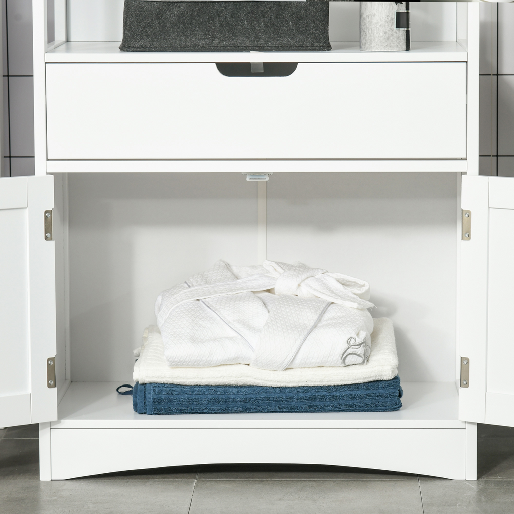 kleankin Bathroom Floor Storage Cabinet Kitchen Sideboard Standing Unit  Doors