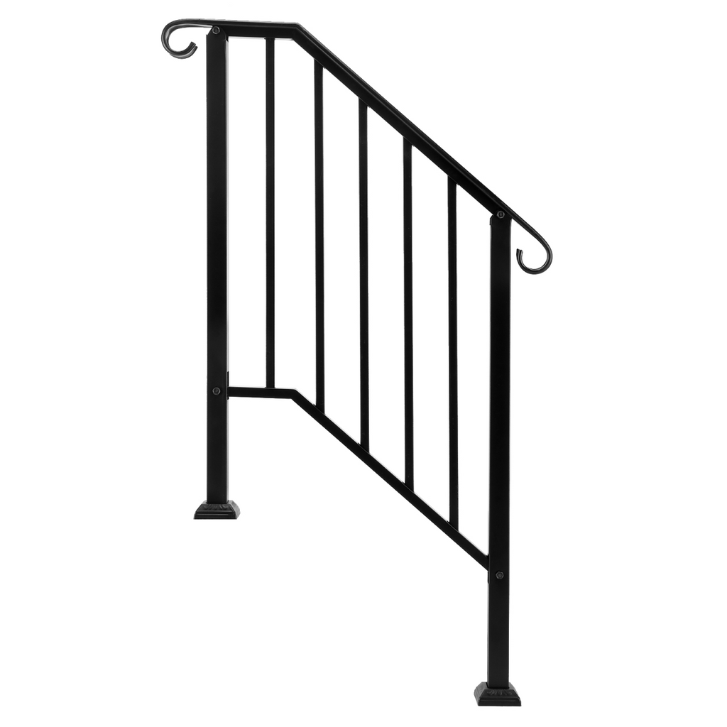 [Same Code：55022277 82359152]Artisasset Matte Black Outdoor 2-Step Iron Handrail