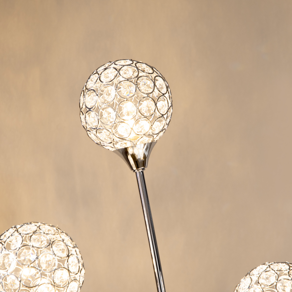 K9 Crystal Floor Lamp for Living Room, 5 Light Upright Standing Lamp, Silver