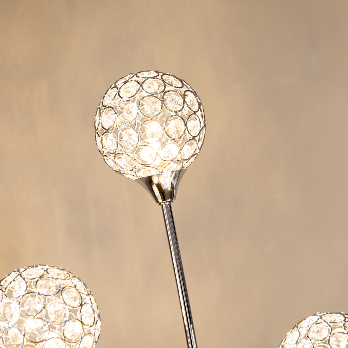 K9 Crystal Floor Lamp for Living Room, 5 Light Upright Standing Lamp, Silver