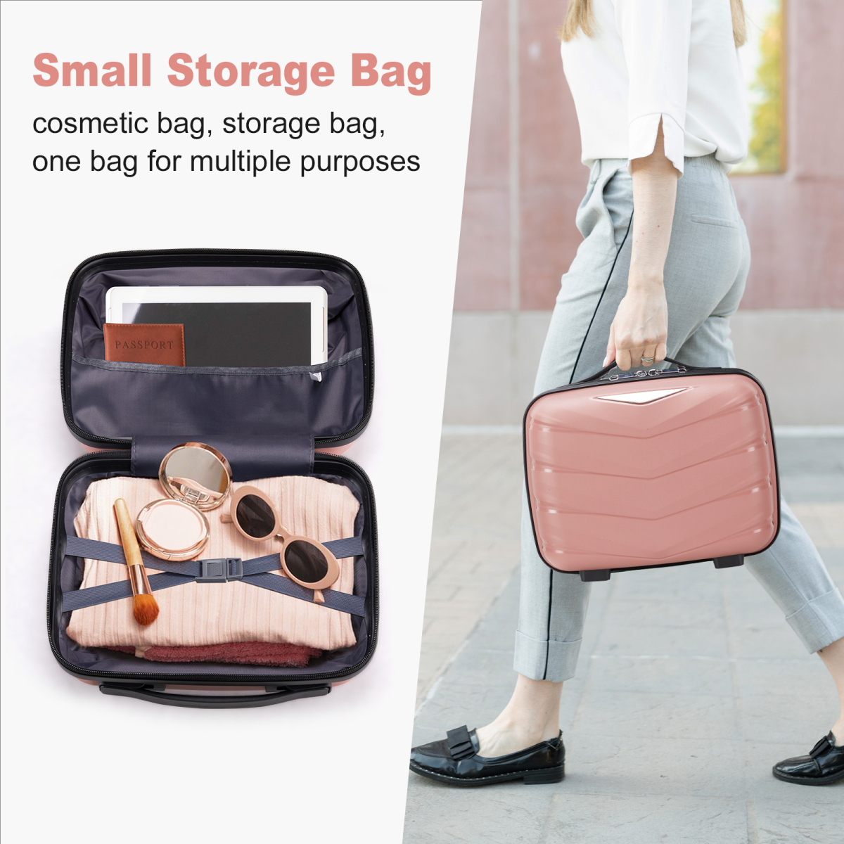 V-shaped stripe 2-piece set with PP handbag PP trolley case 14in 20in PP iron