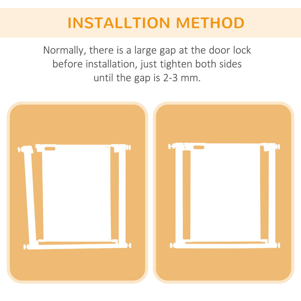 Pressure Fit Safety Gate for Stairs with Auto Close 75-82 cm - White PawHut