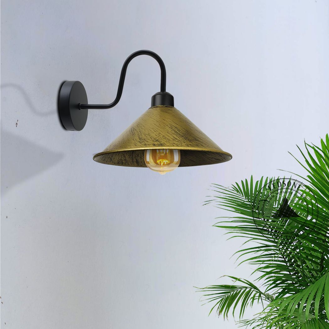 Brushed Brass Wall Light Fixture,Black Wall Sconce E27 Base Socket Screw Type