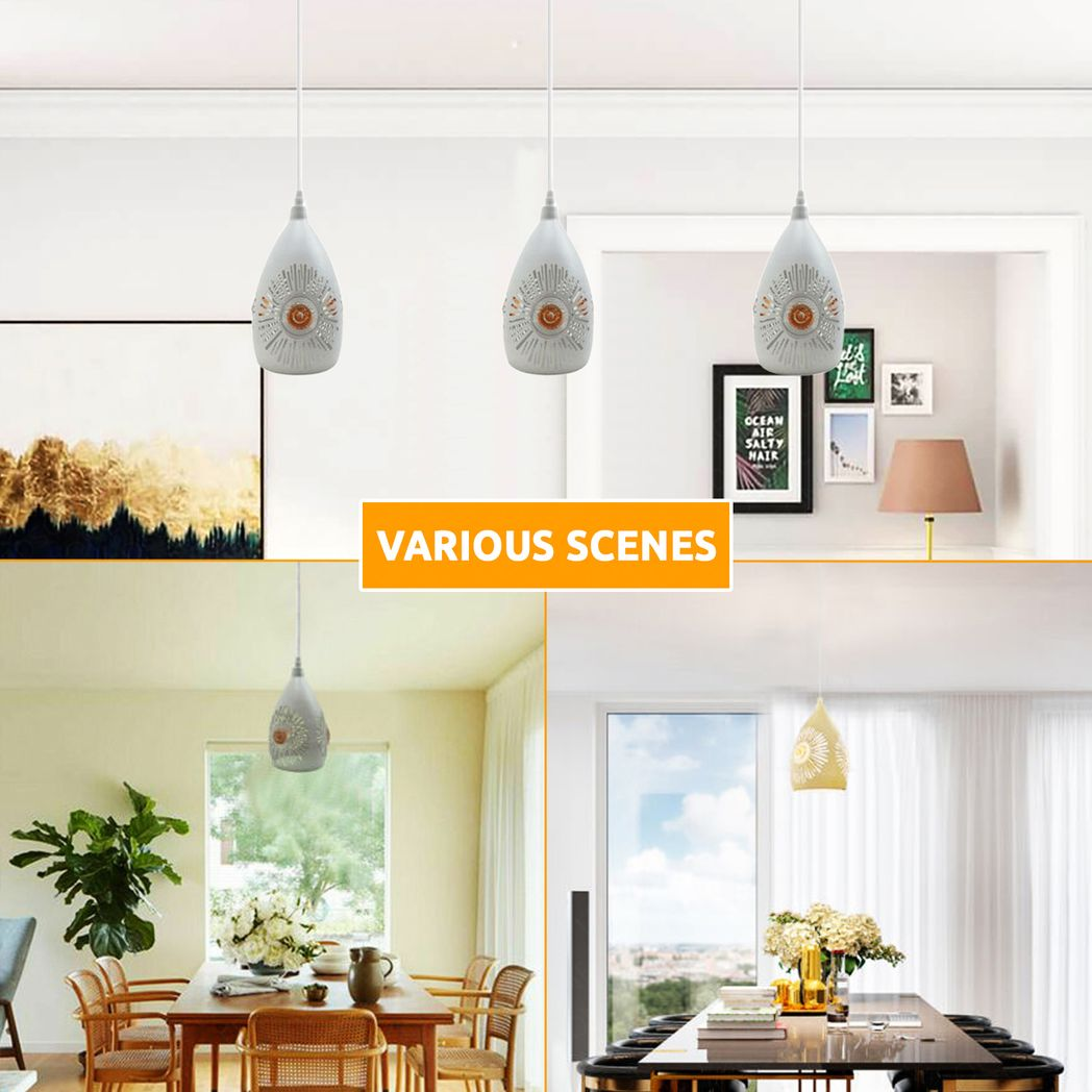 Vintage Industrial Ceiling Pendant Light, White Metal Shade Hanging Chandelier Lights