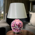 AcaciaHome Durable 40cm Floral Ceramic Table Lamp with White Drum Shade