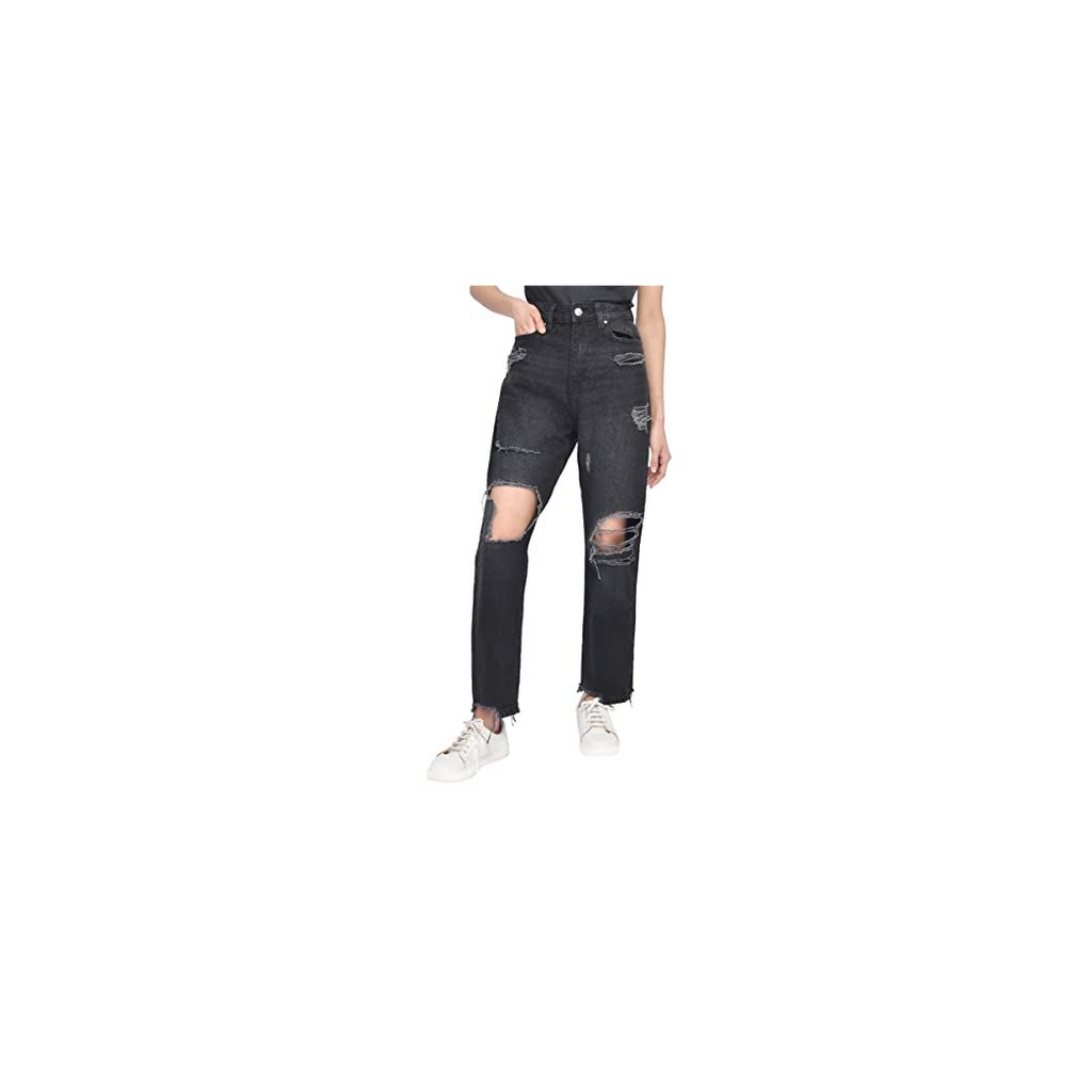 Torn Hem Rip Mom Black 12