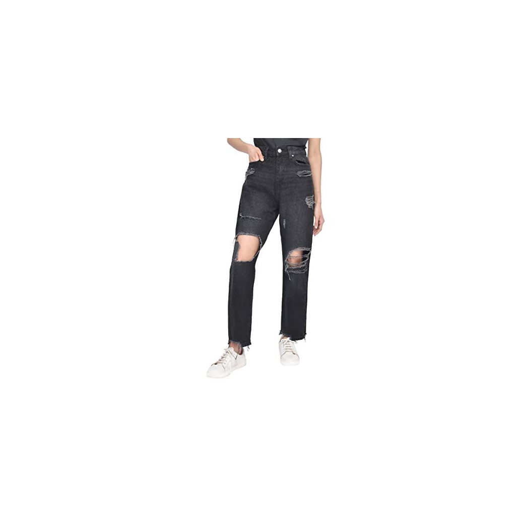 Torn Hem Rip Mom Black 12