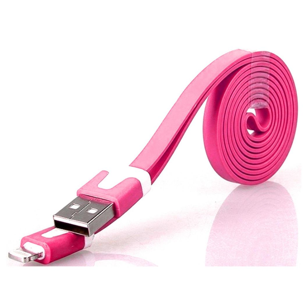 GVC 1 Metre Tangle Free Flat USB to 8 Pin Cable for Syncing & Charging, Pink