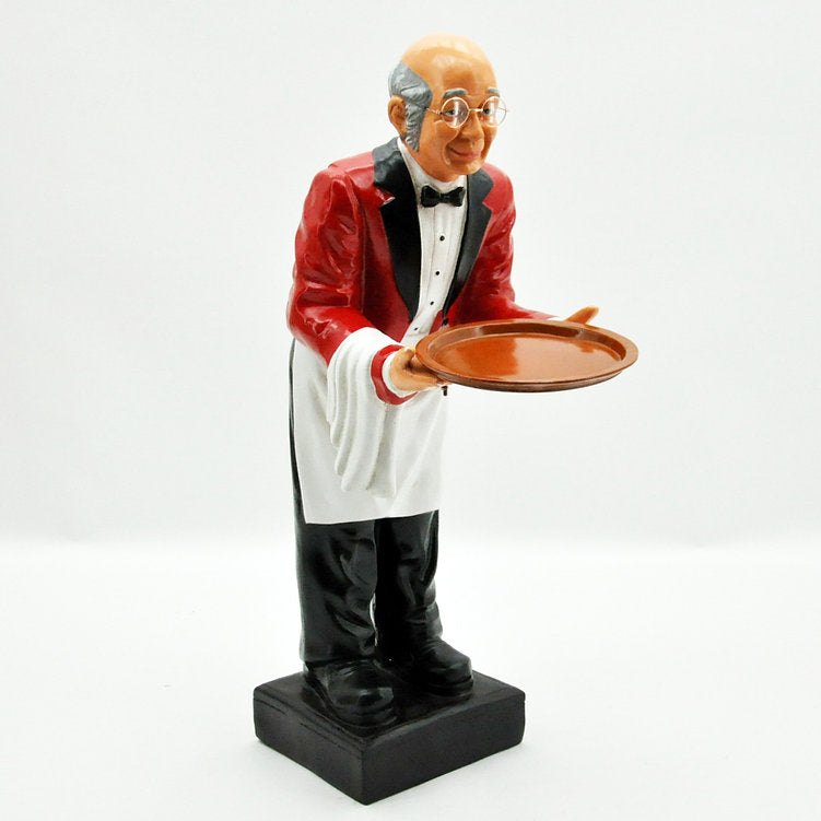 AcaciaHome 90cm Resin Old Man Waiter Statue