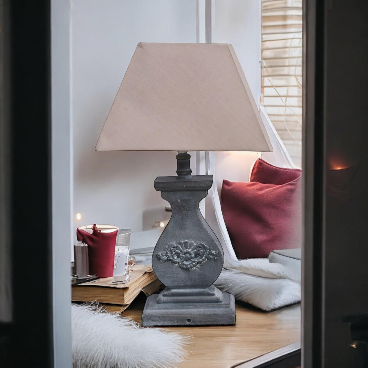 Modern Tall Wooden Washed Table Lamp