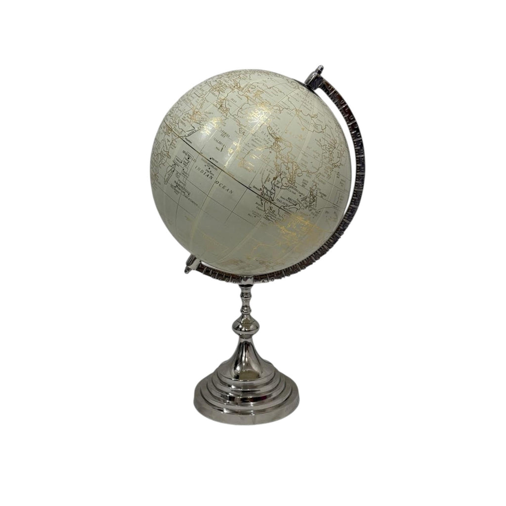 World Globe on Nickel Stand 53cm Tall - 33cm Diameter Map