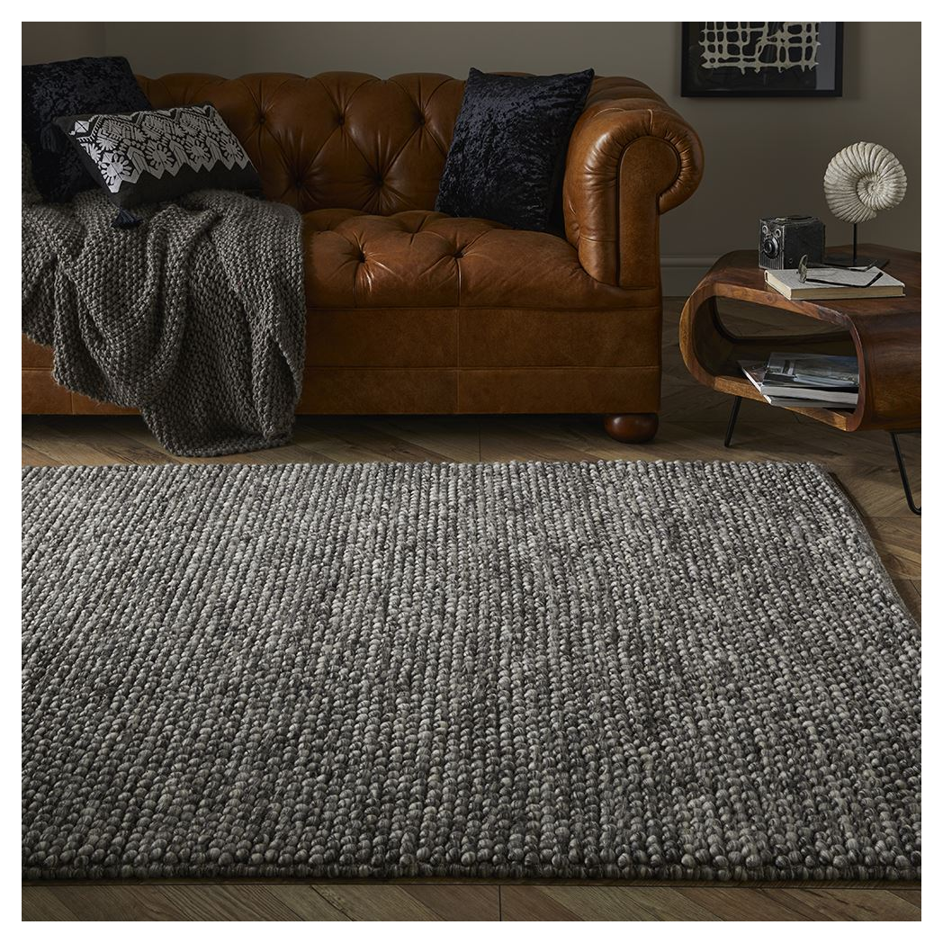 Delilah Wool Pebble 120x170cm Mottled Grey Rug