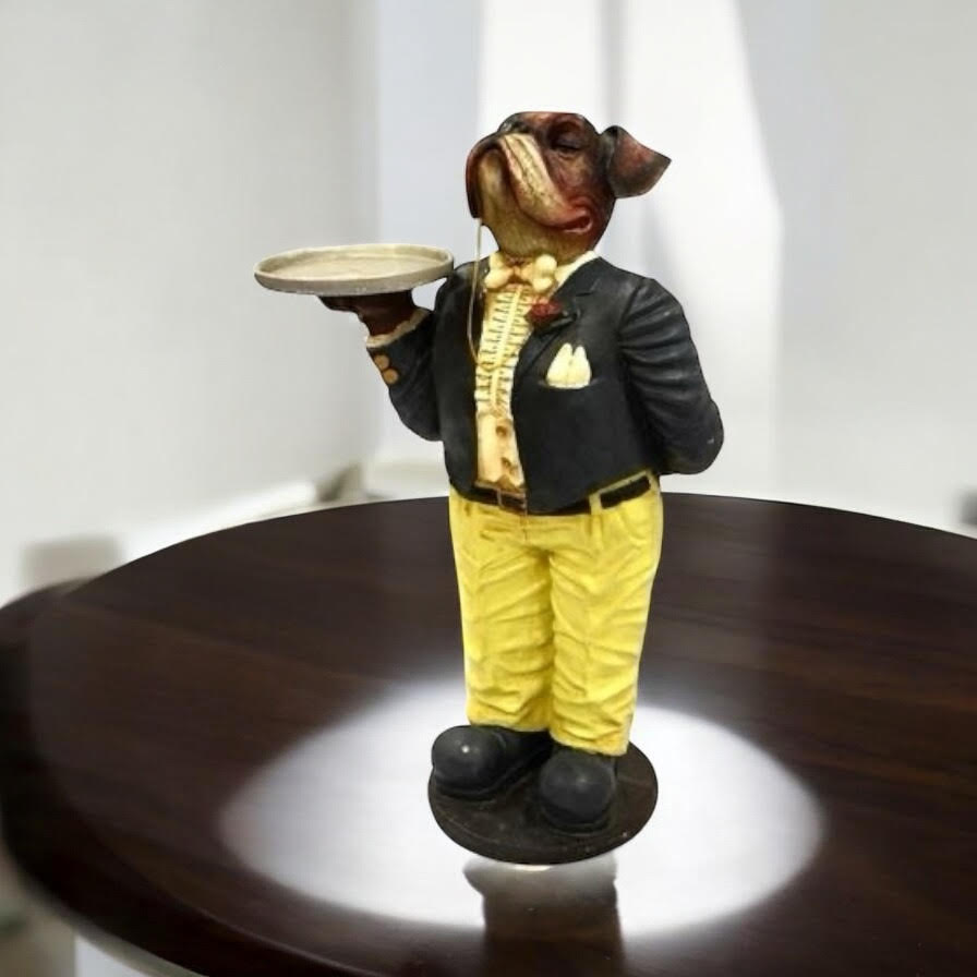 AcaciaHome Elegant Resin Bulldog Butler Statue