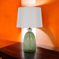 AcaciaHome Cream Ceramic Table Lamp with Drum Shade (Leaf Vase - 63cm Shade)