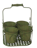 AcaciaHome Stylish Medium-Sized Double Plant Pot Basket Holder Metal Display Rack (Green)