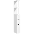 HOMCOM Tall Bathroom Cabinet, Bathroom Storage Cabinet W/ Shelf, Drawers White