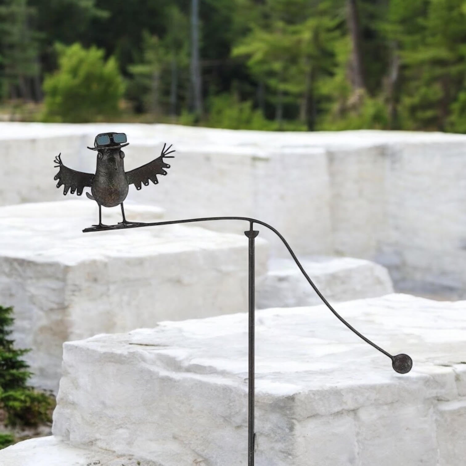 Durable Owl Bird Garden Spinner Metal Stake with Whimsical Spinning Motion