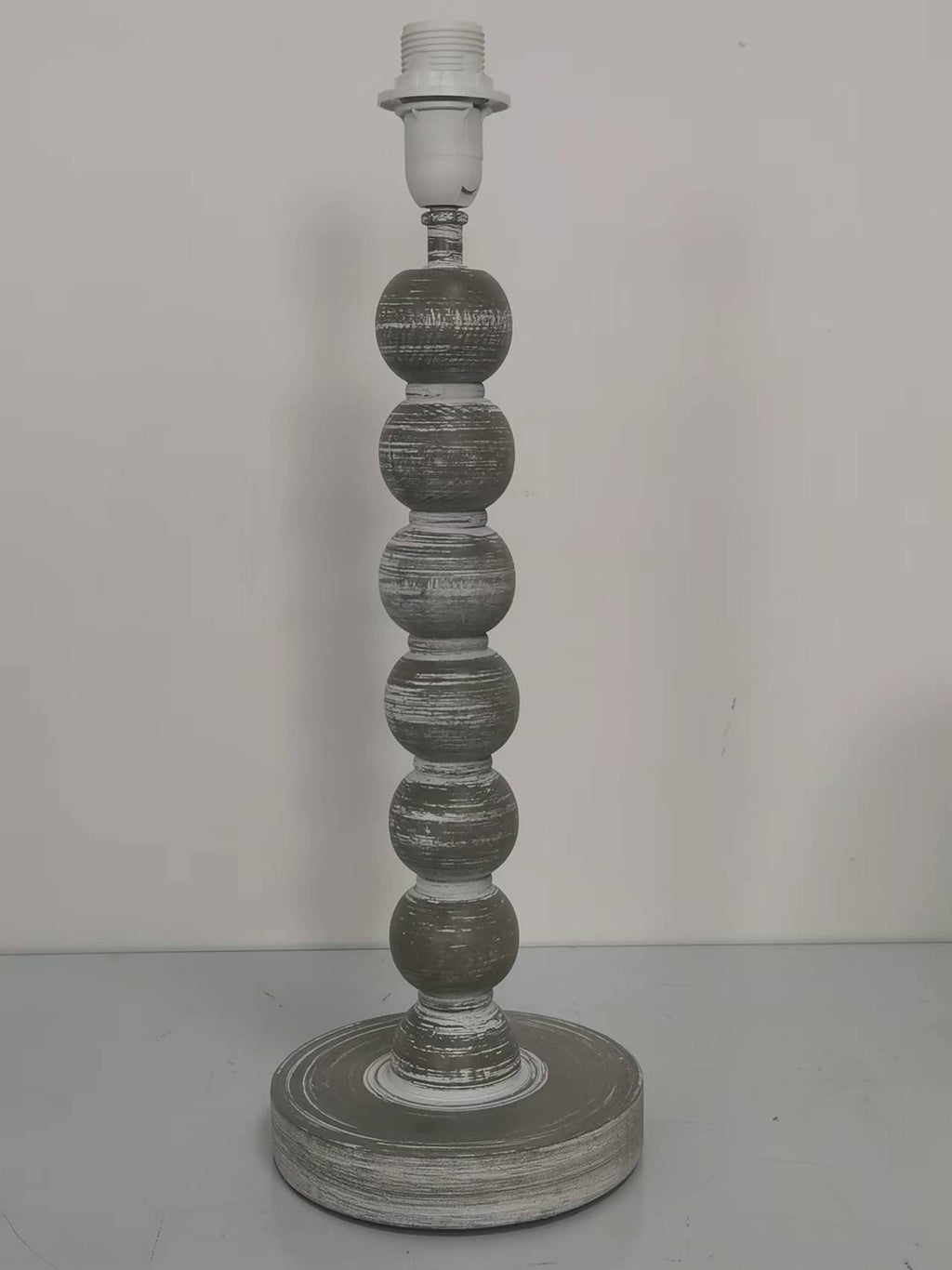 AcaciaHome Modern Tall Wooden Washed Table Lamp (42cm Dark Grey with Shade)