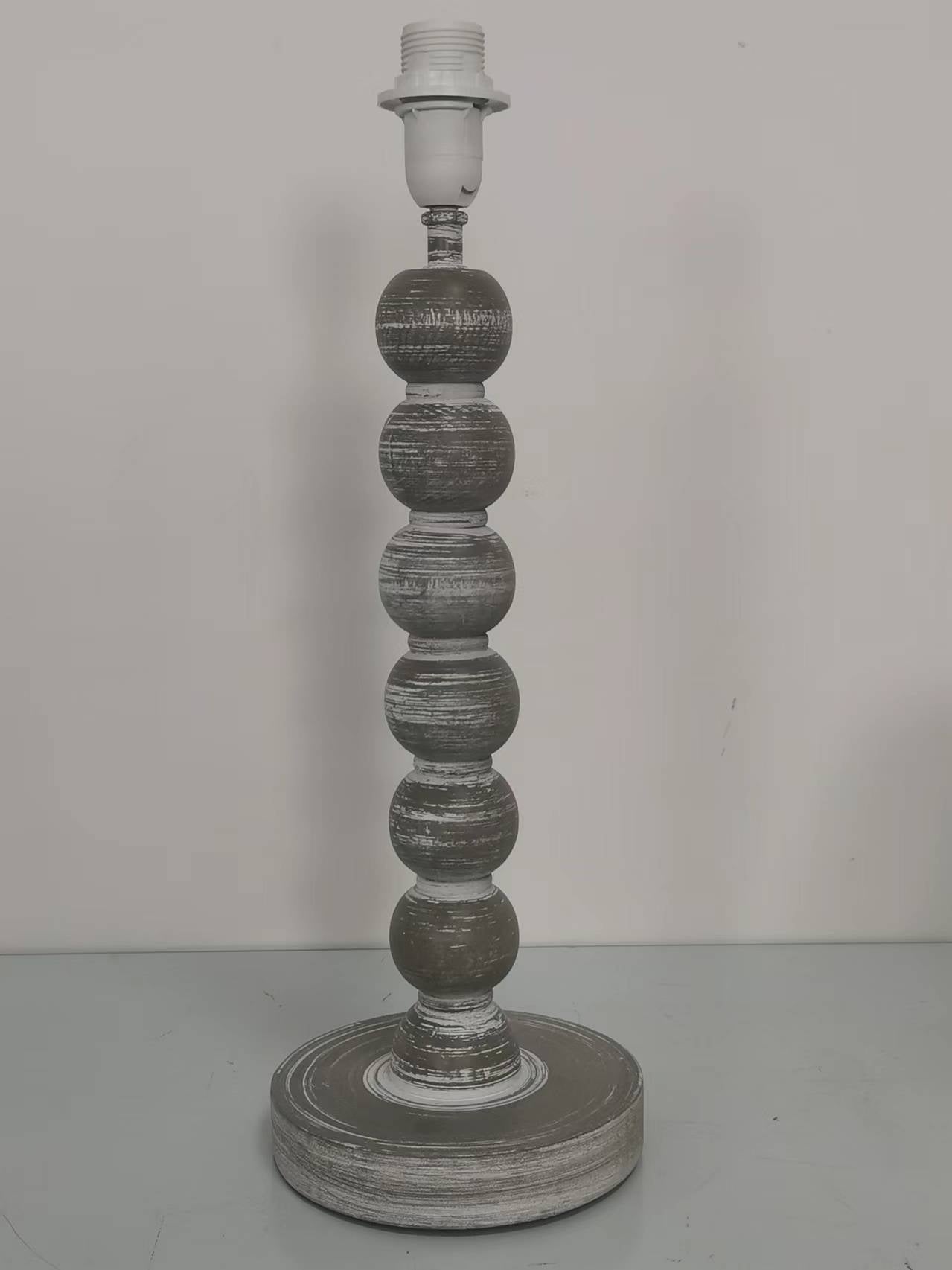 AcaciaHome Modern Tall Wooden Washed Table Lamp (42cm Dark Grey with Shade)