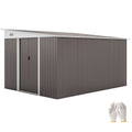 11.3 x 9.2ft Steel Garden Shed Metal Tool House Double Doors & 2 Air Vents, Grey