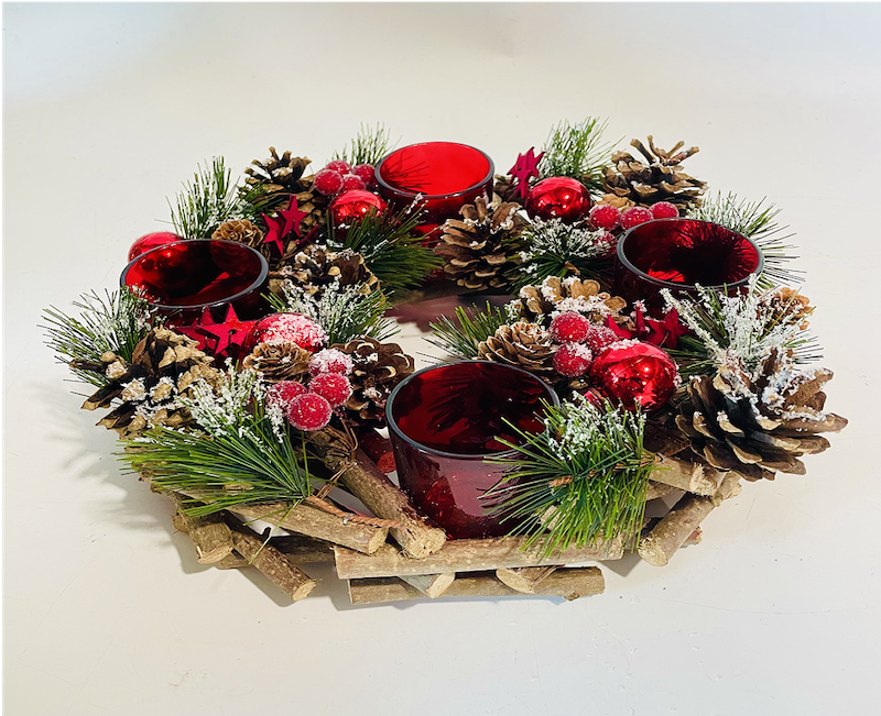Wreath Centrepiece with 3 LED Candles
