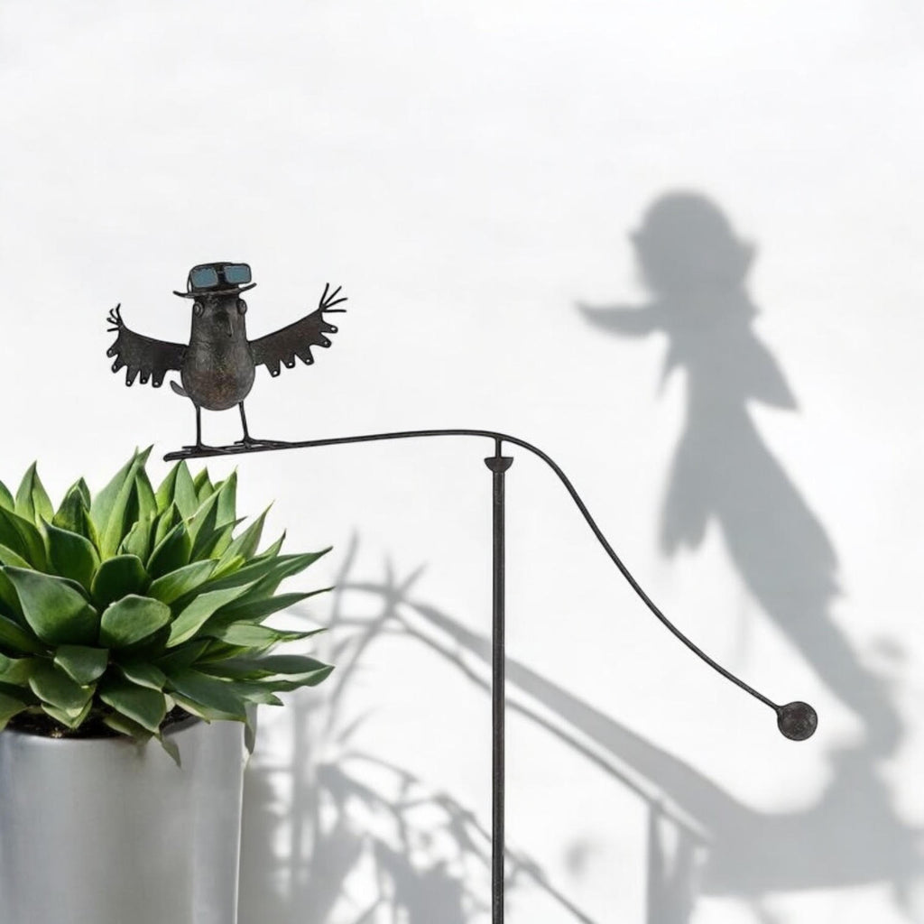 Durable Owl Bird Garden Spinner Metal Stake with Whimsical Spinning Motion
