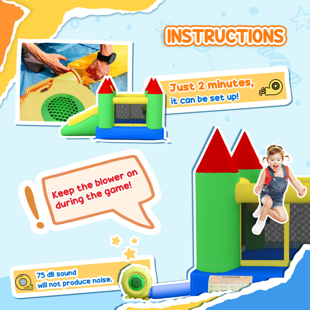 Bouncy Castle with Slide Inflatable Bouncer Kids Jumper Bounce Castle HOMCOM