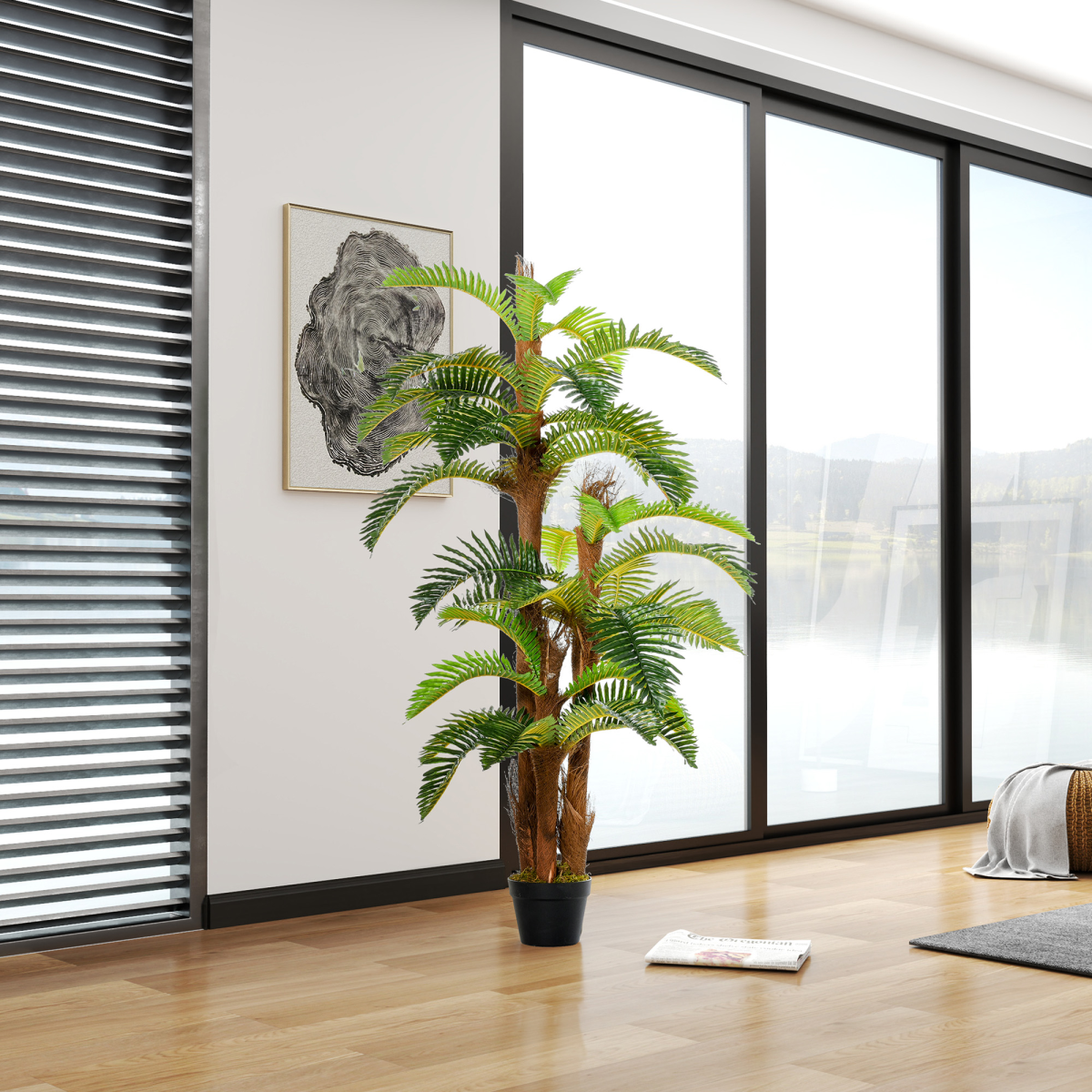 Artificial Fern Tree 36 Leaves with Nursery Pot, Fake Plant 150cm