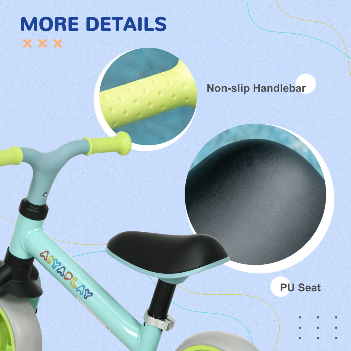 8" Baby Balance Bike with Adjustable Seat, Puncture-Free EVA Wheels - Green