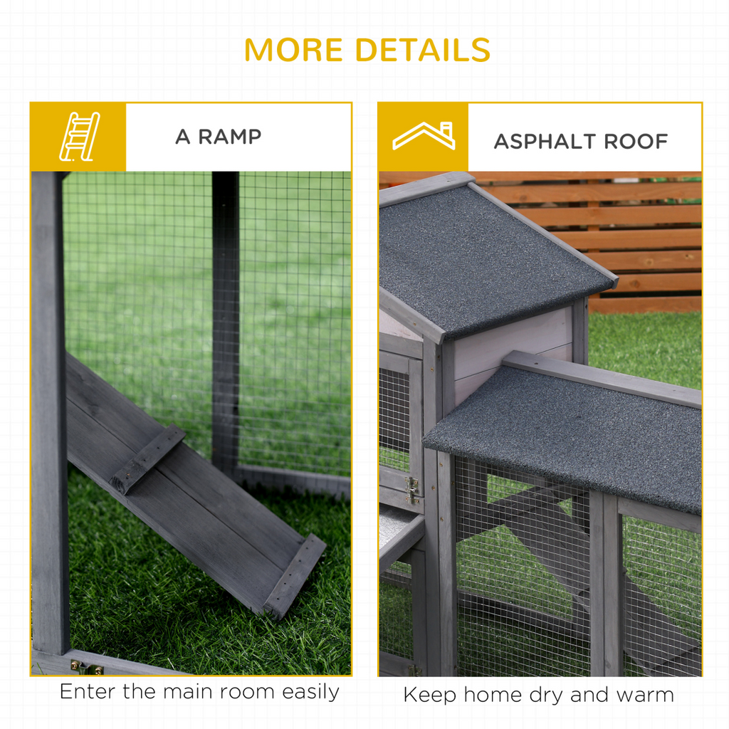 5ft Wooden Rabbit Guniea Pigs Hutch with Run 2 Tiers Outdoor Cage Pet House