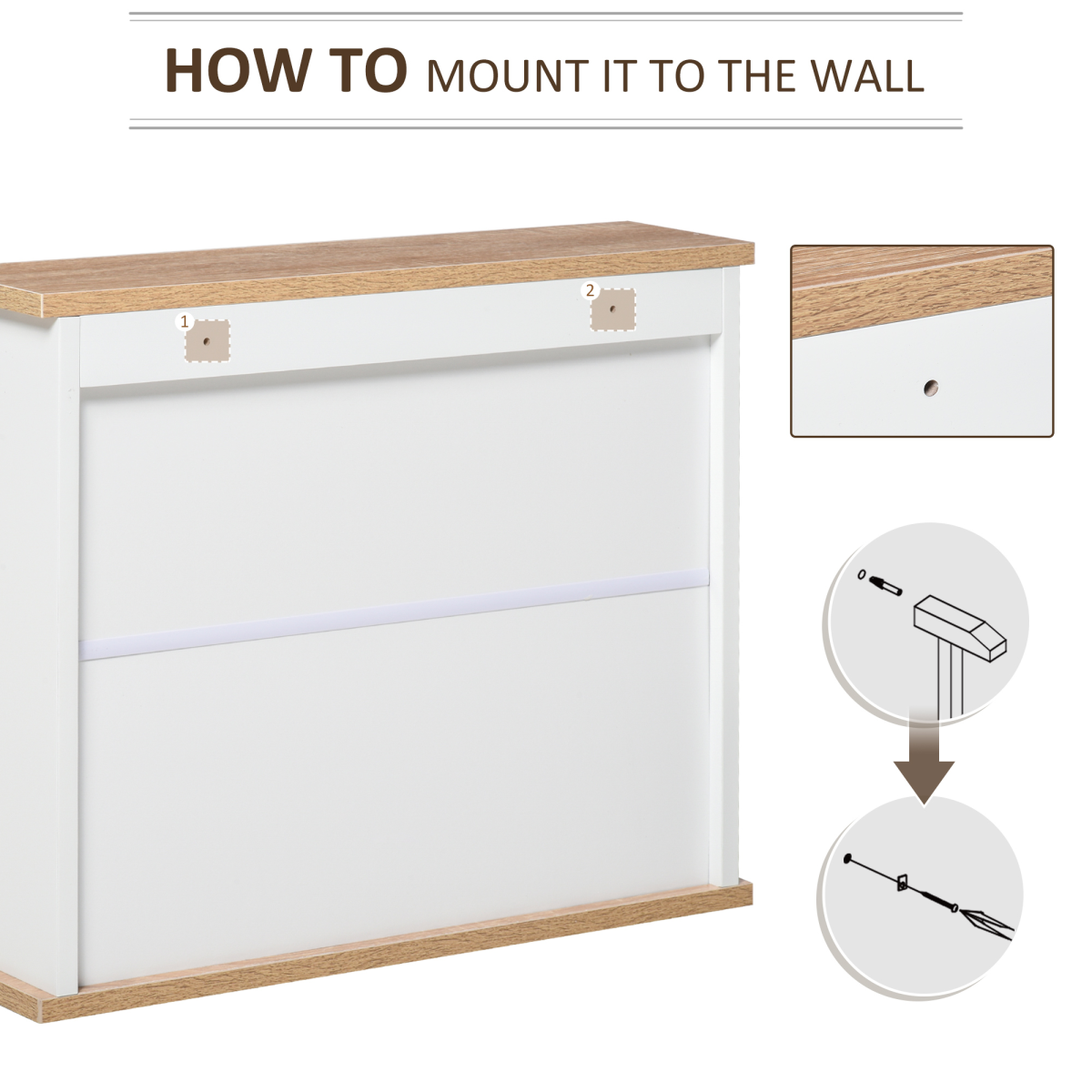 kleankin Bathroom Mirror Cabinet Wall Mounted Storage Cupboard W/ Double Door