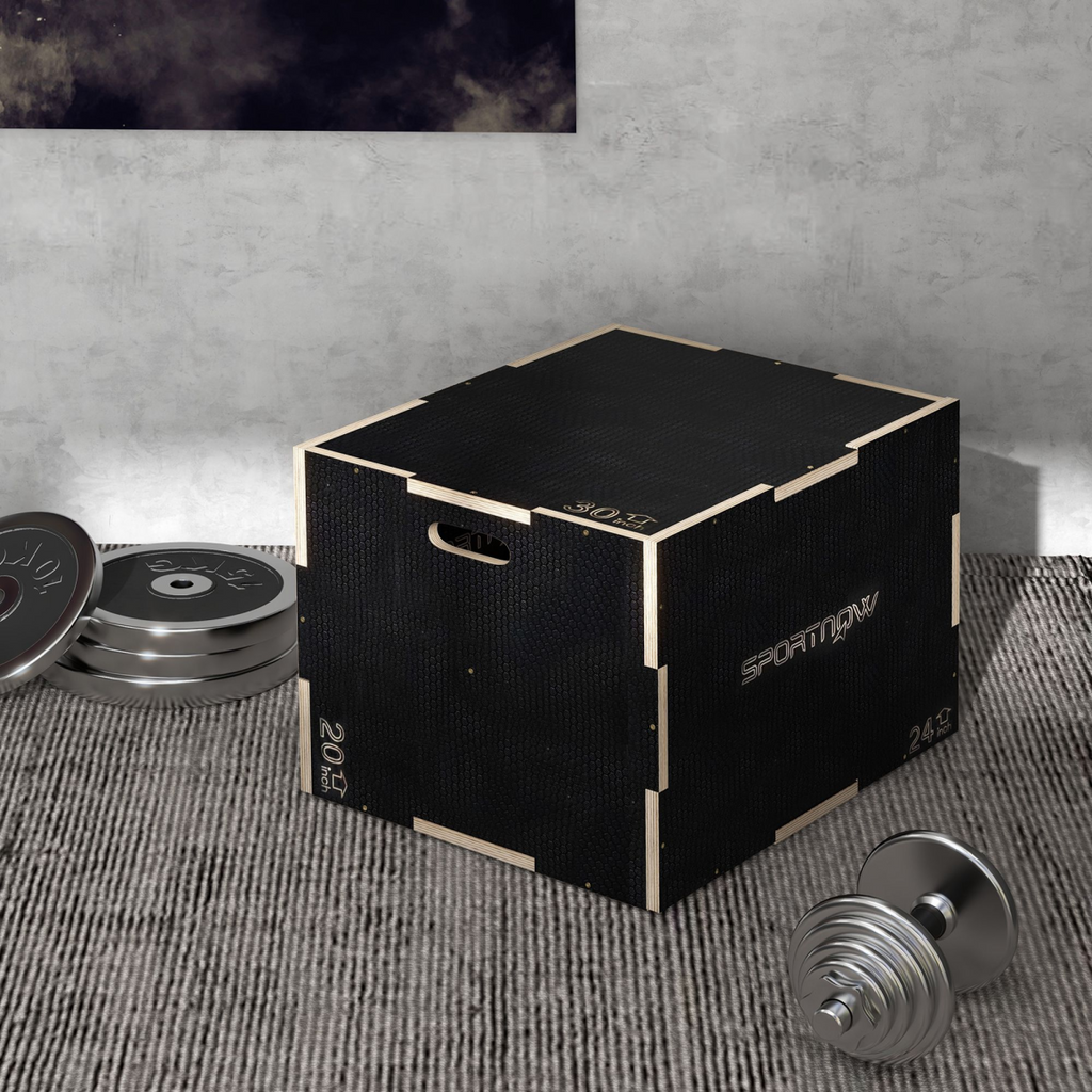SPORTNOW 51/61/76cm Plyometric Jump Box, Wooden Plyo Box for Home Gym