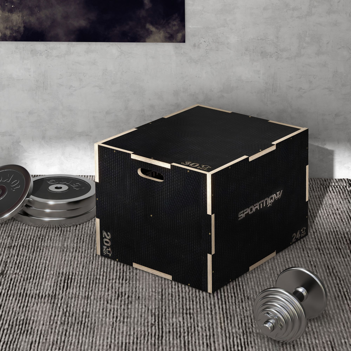 SPORTNOW 51/61/76cm Plyometric Jump Box, Wooden Plyo Box for Home Gym