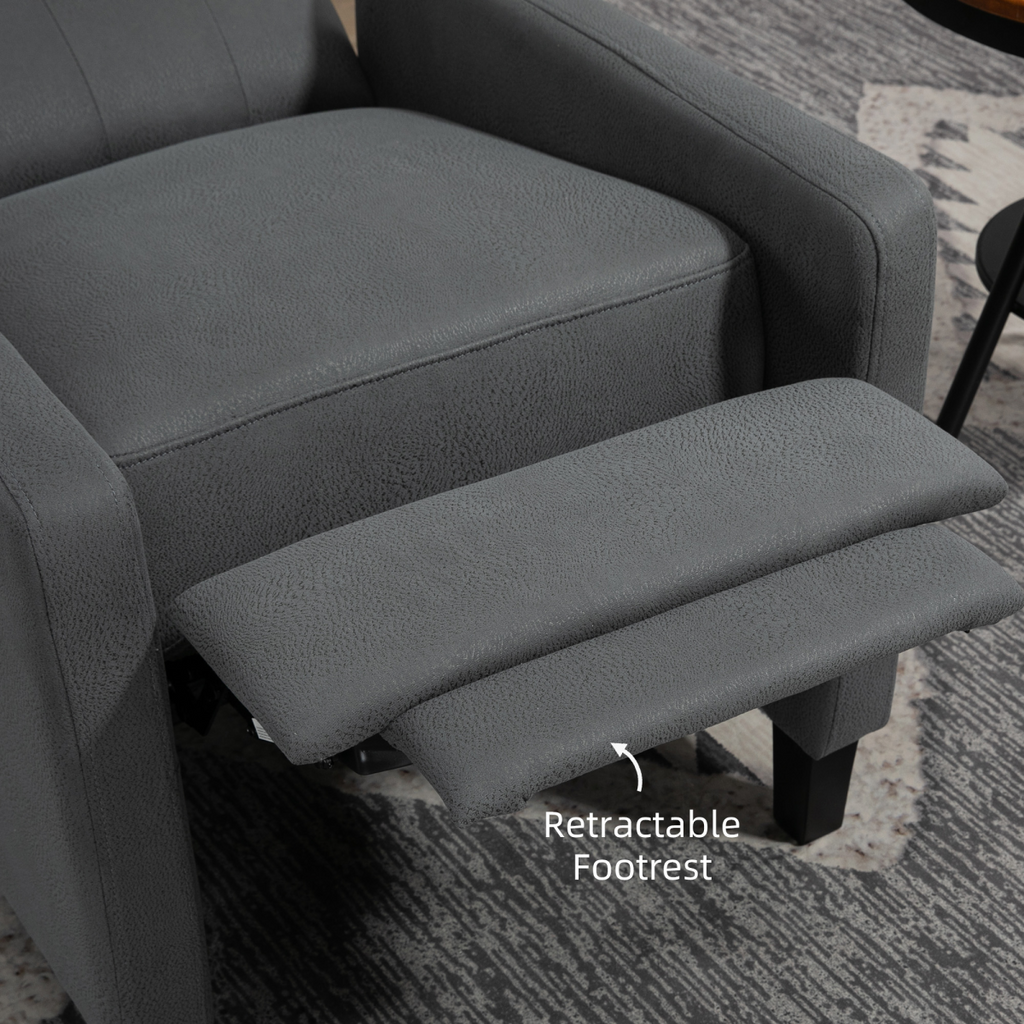 HOMCOM Button Tufted Microfibre Cloth Recliner Armchair for Living Room, Grey