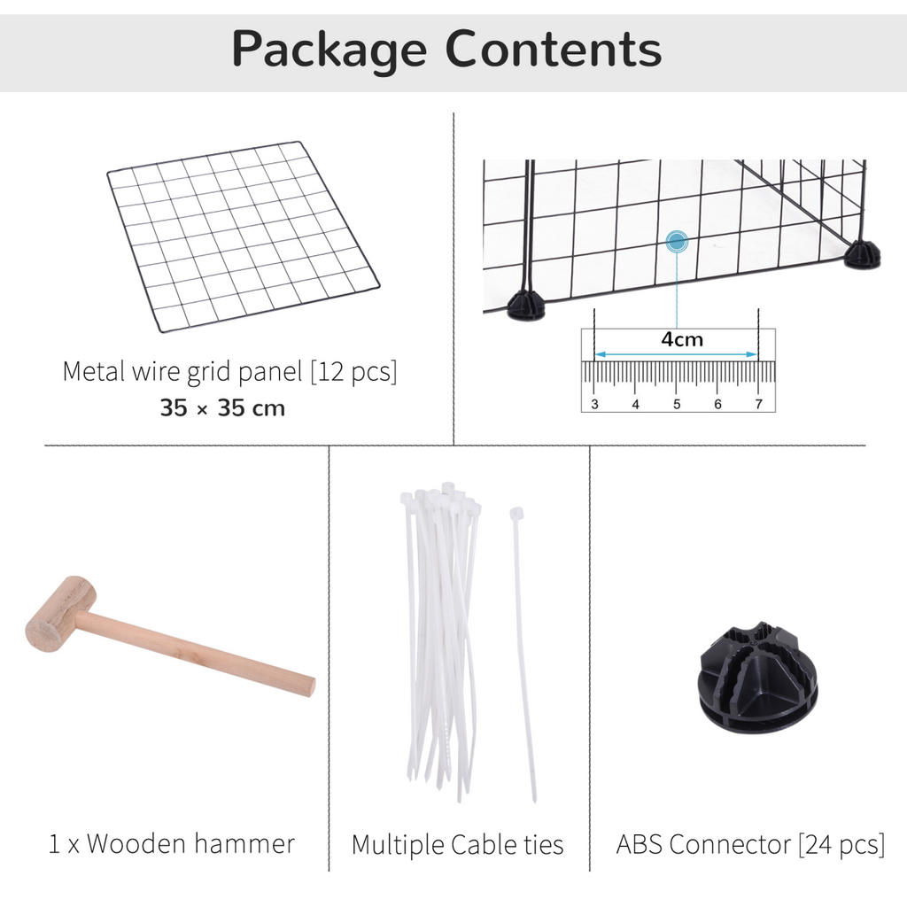 DIY Pet Playpen Metal Wire Fence 12-Panel Guinea Pig Small Animals Cage Black
