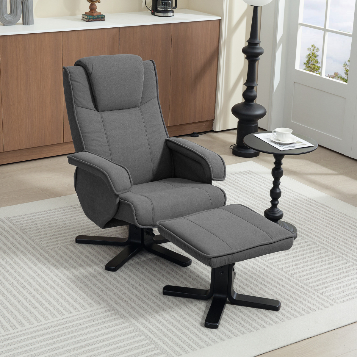 HOMCOM Rocker Swivel Recliner Chair with Footstool, Velvet Upholstered