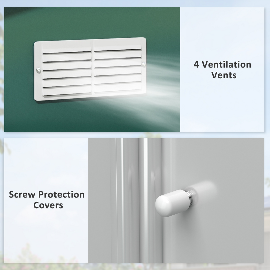 13ft x 11ft Outdoor Roofed Metal Storage Shed Foundation Vent & Doors Green