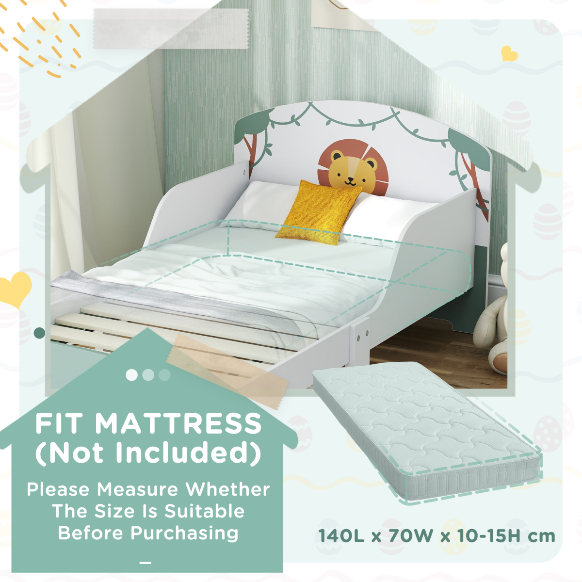 AIYAPLAY Toddler Bed, Lion-Themed Kids Bed Frame with Storage