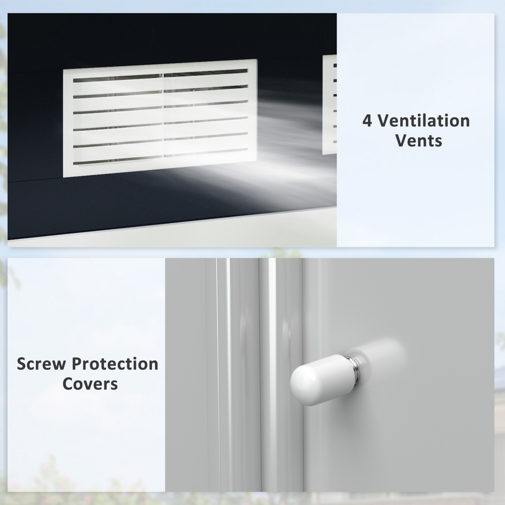 Lockable Garden Shed Large Patio Roofed Foundation 7ft x 4ft,Grey Vent