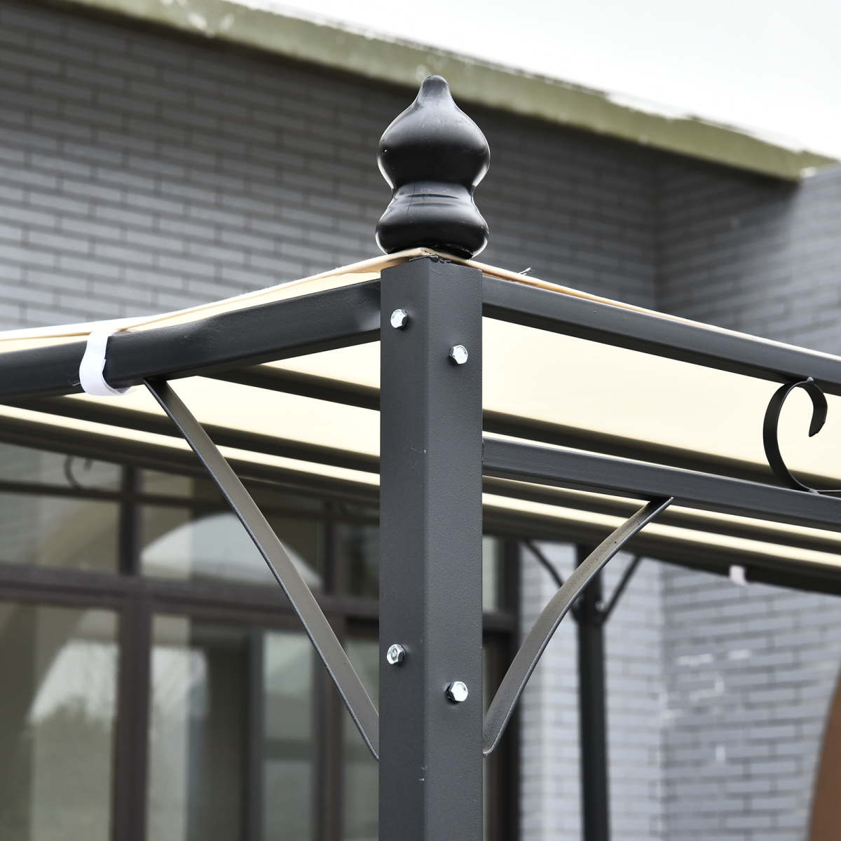 Wall Mounted Black Cream White 3x3 m Awning Metal Frame