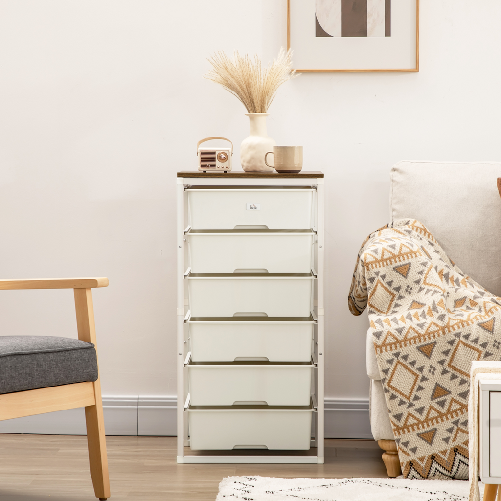 Chest of Drawers 6-Drawer Dresser Storage Cabinet Bedroom Living Room White
