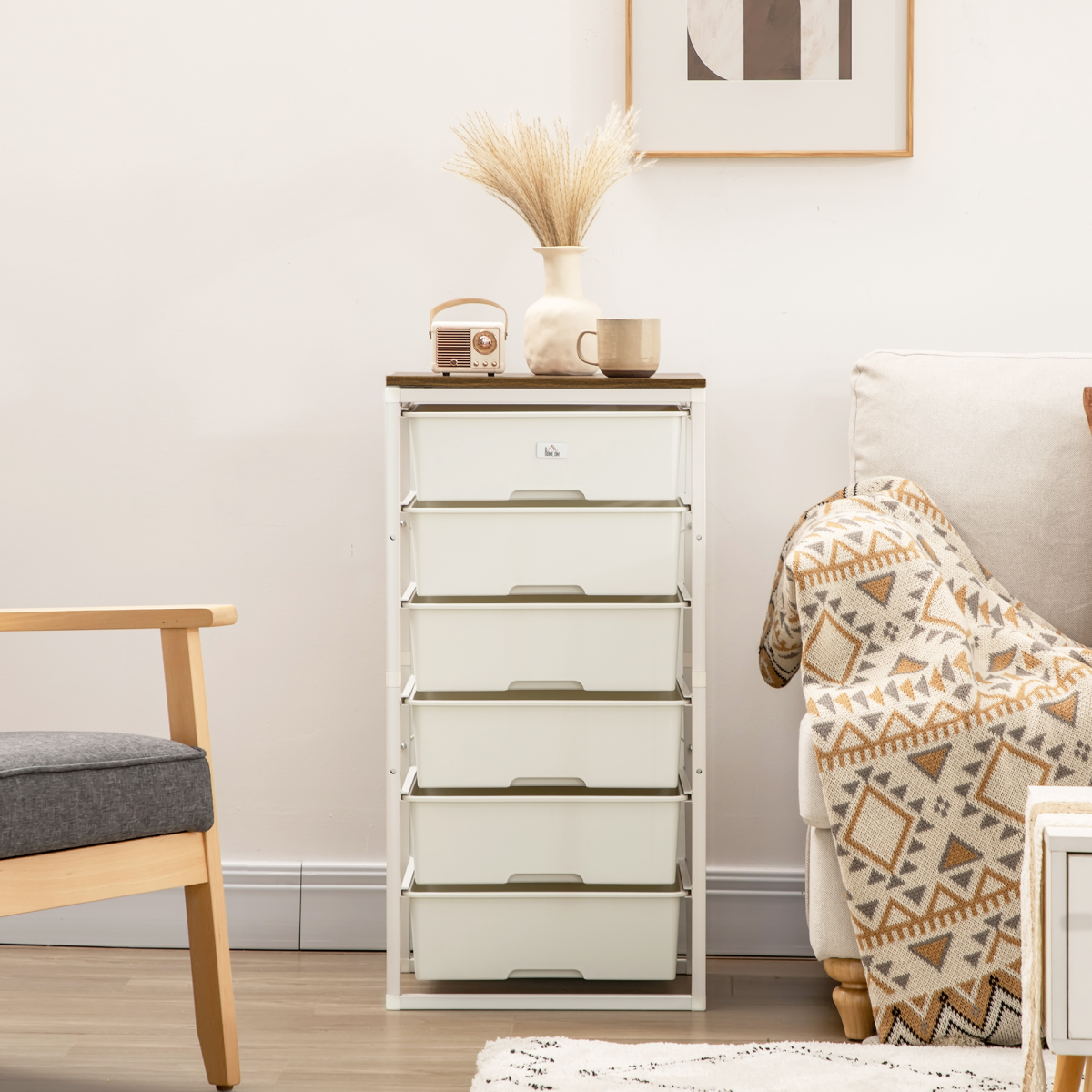 Chest of Drawers 6-Drawer Dresser Storage Cabinet Bedroom Living Room White