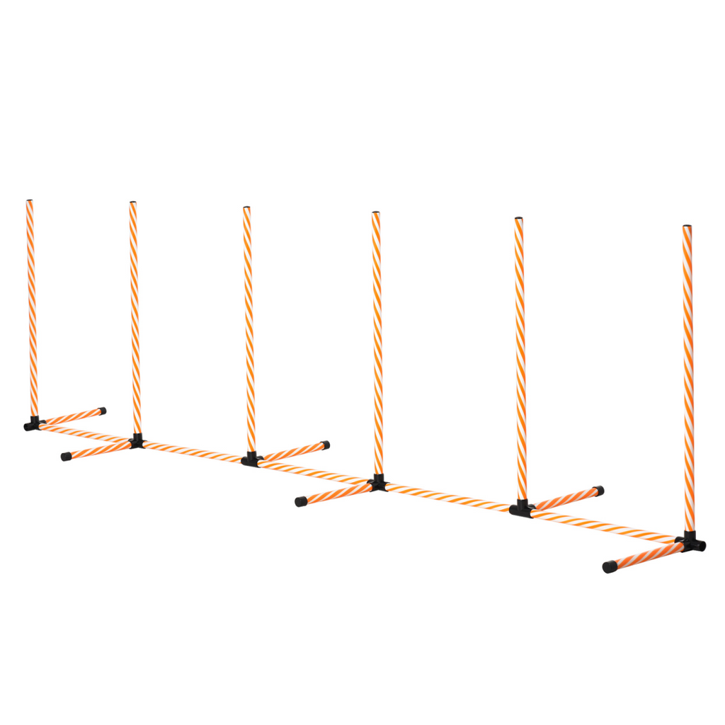 Dog Agility Weave Poles Training Obstacle Course Set Slalom Equipment w/ Whistle