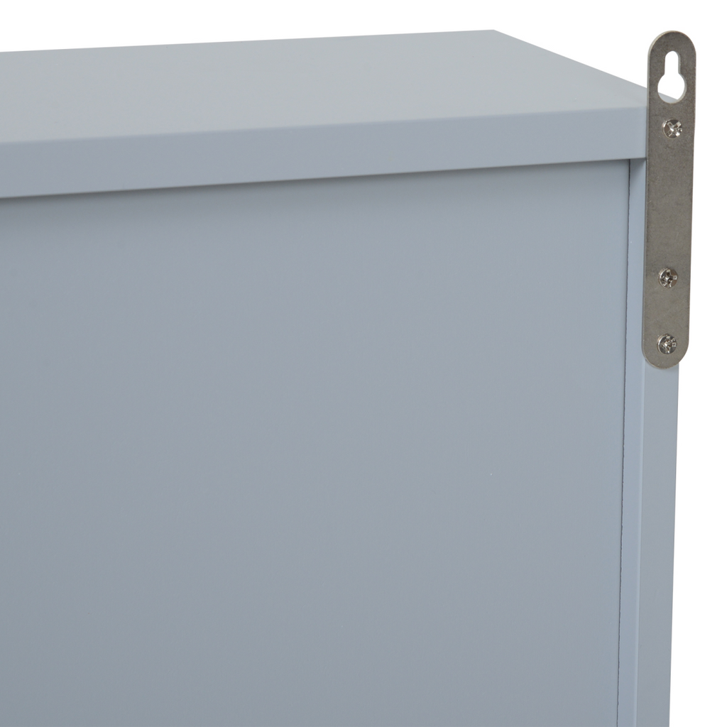 Wall Mounted Mirror Cabinet with Storage Shelf Bathroom Cupboard Grey