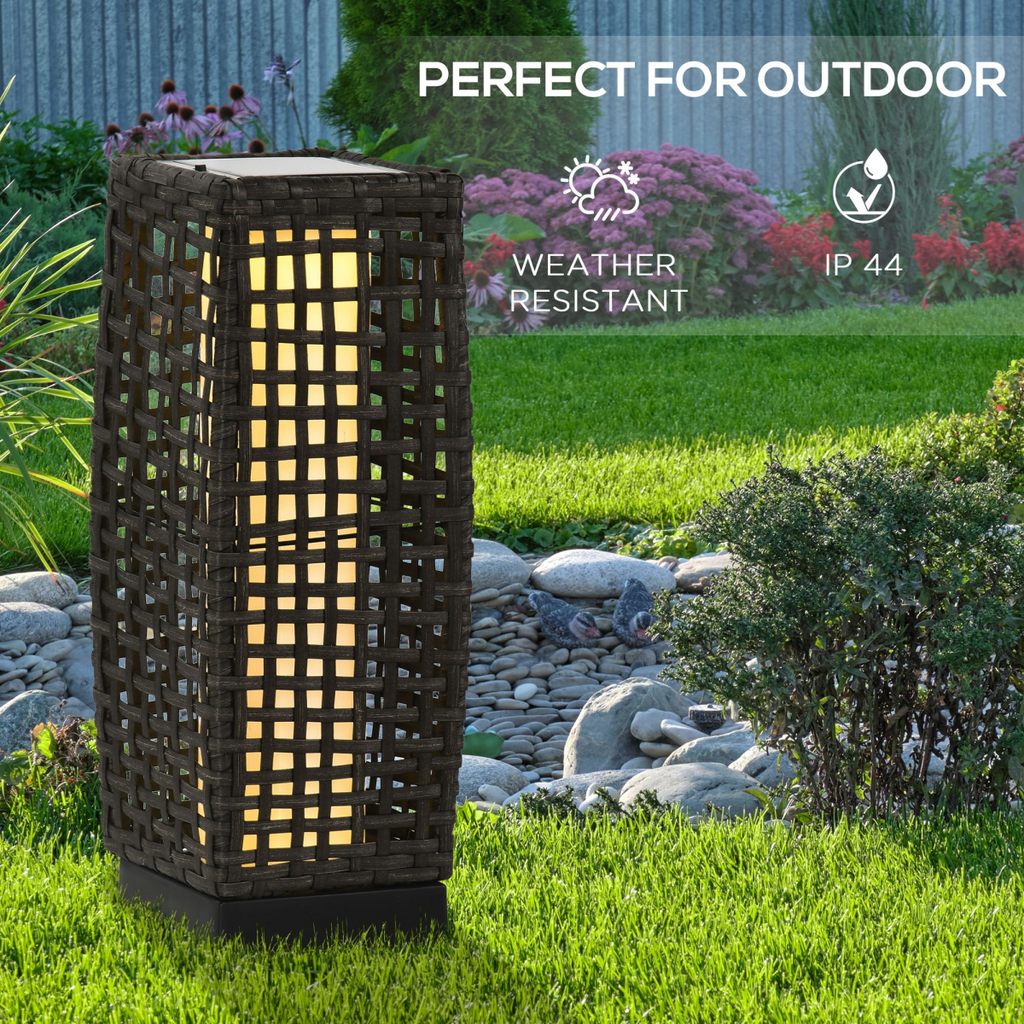 Outsunny Outdoor Rattan Solar Lantern wtih Auto On/Off Solar Powered LED Lights